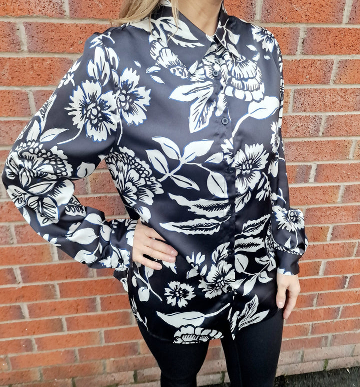 (4P.PACK) Ela Floral Sateen Shirt - jqwholesale.com