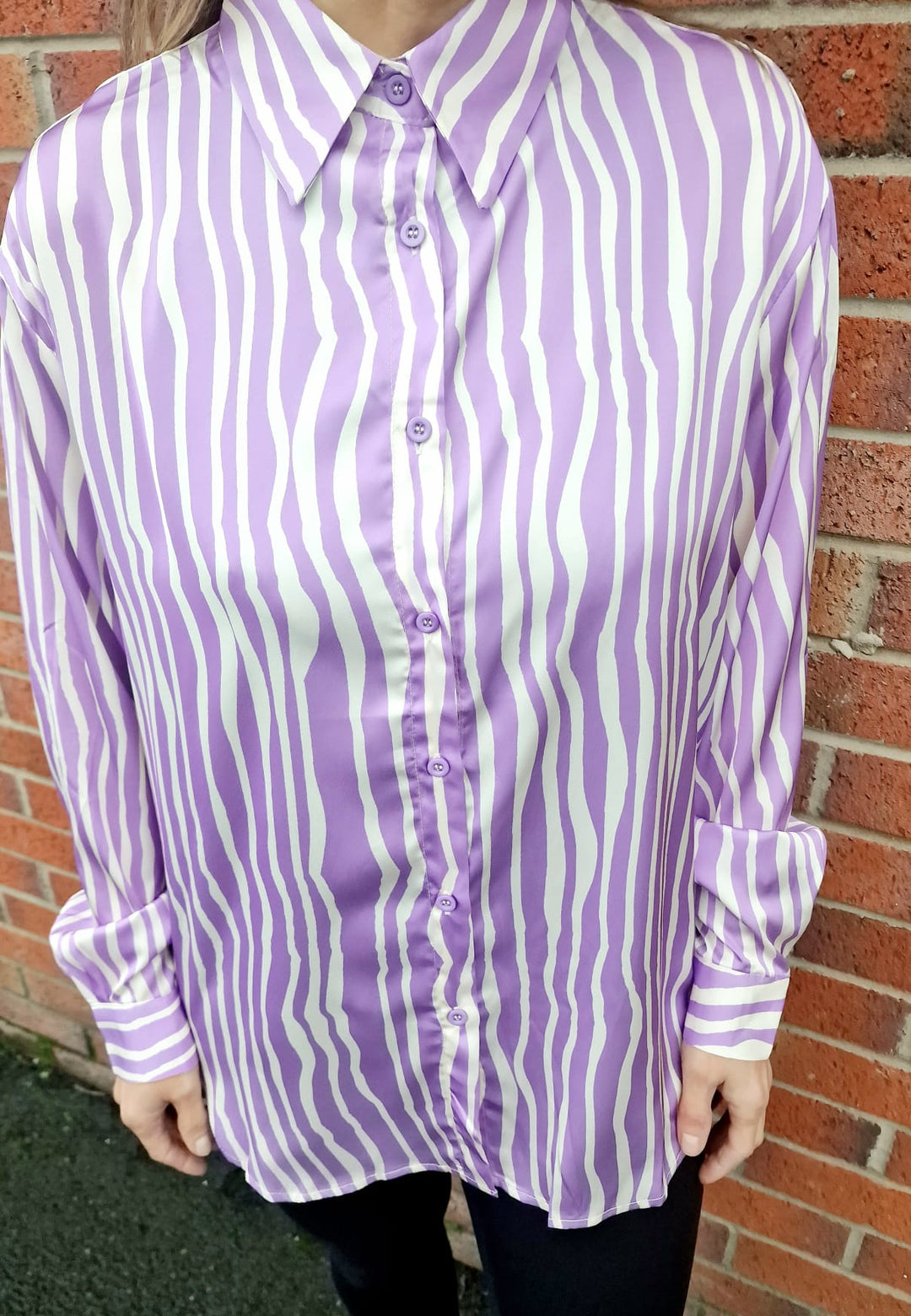 (4P. PACK) Zebra Swirl Sateen Shirt - jqwholesale.com