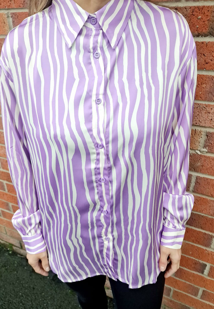 (4P. PACK) Zebra Swirl Sateen Shirt - jqwholesale.com