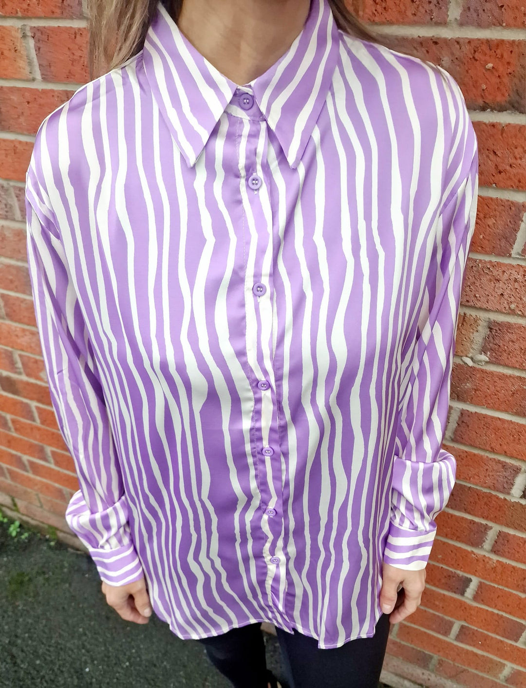 (4P. PACK) Zebra Swirl Sateen Shirt - jqwholesale.com