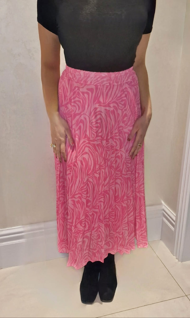Zeena Print Pleated Midi Skirt - jqwholesale.com