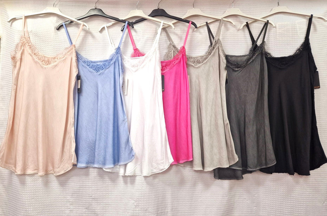 Sateen Crochet Trim Vest Top - jqwholesale.com