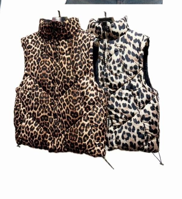 (4p.pack) Leopard Print Reversible Gilet - jqwholesale.com