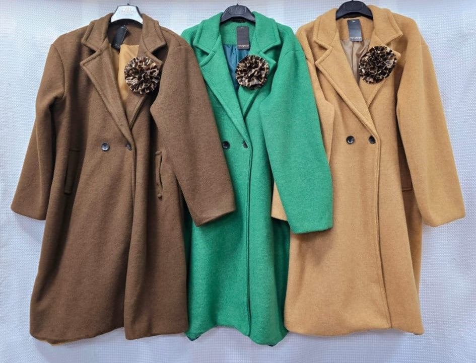 Soft Touch Leopard Ruffle Brooch Coat - jqwholesale.com