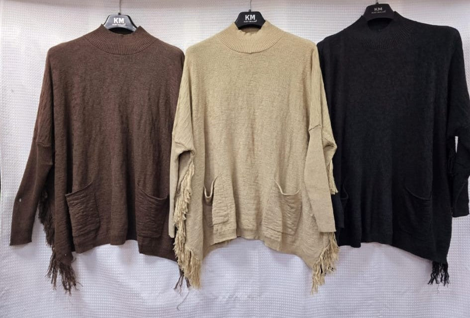 (2P. PACK) Tassle Textured Fine Knit - jqwholesale.com