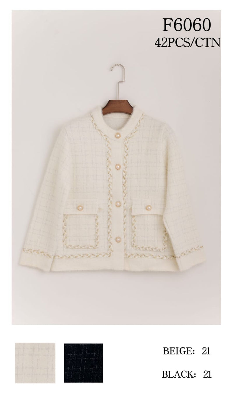 (2P.PACK) Pearl Gold Plait Detail Edge Cardigan - jqwholesale.com
