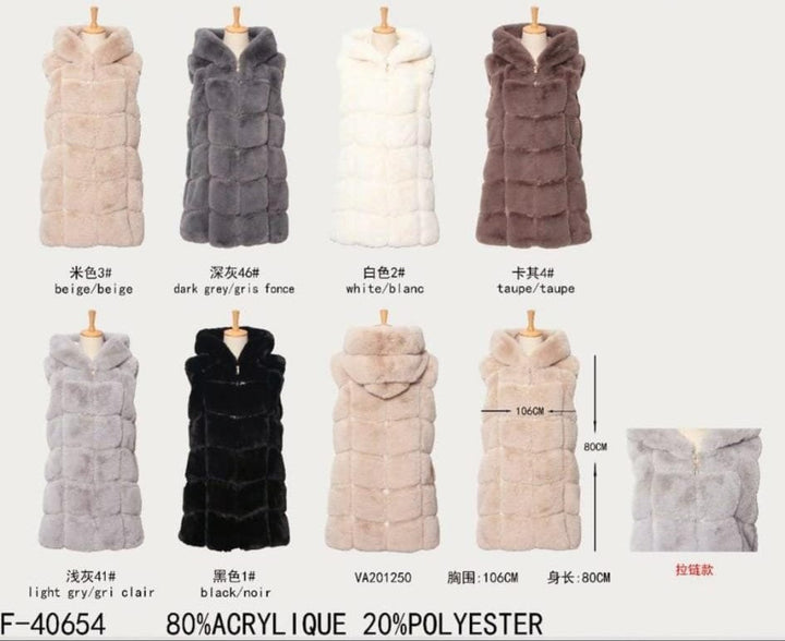 Hoody Faux Fur Zip Gilet - jqwholesale.com