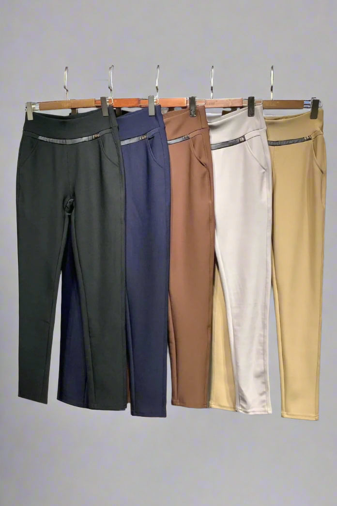 (5P.PACK) SOFT FABRIC BISTRETCH TROUSERS - jqwholesale.com
