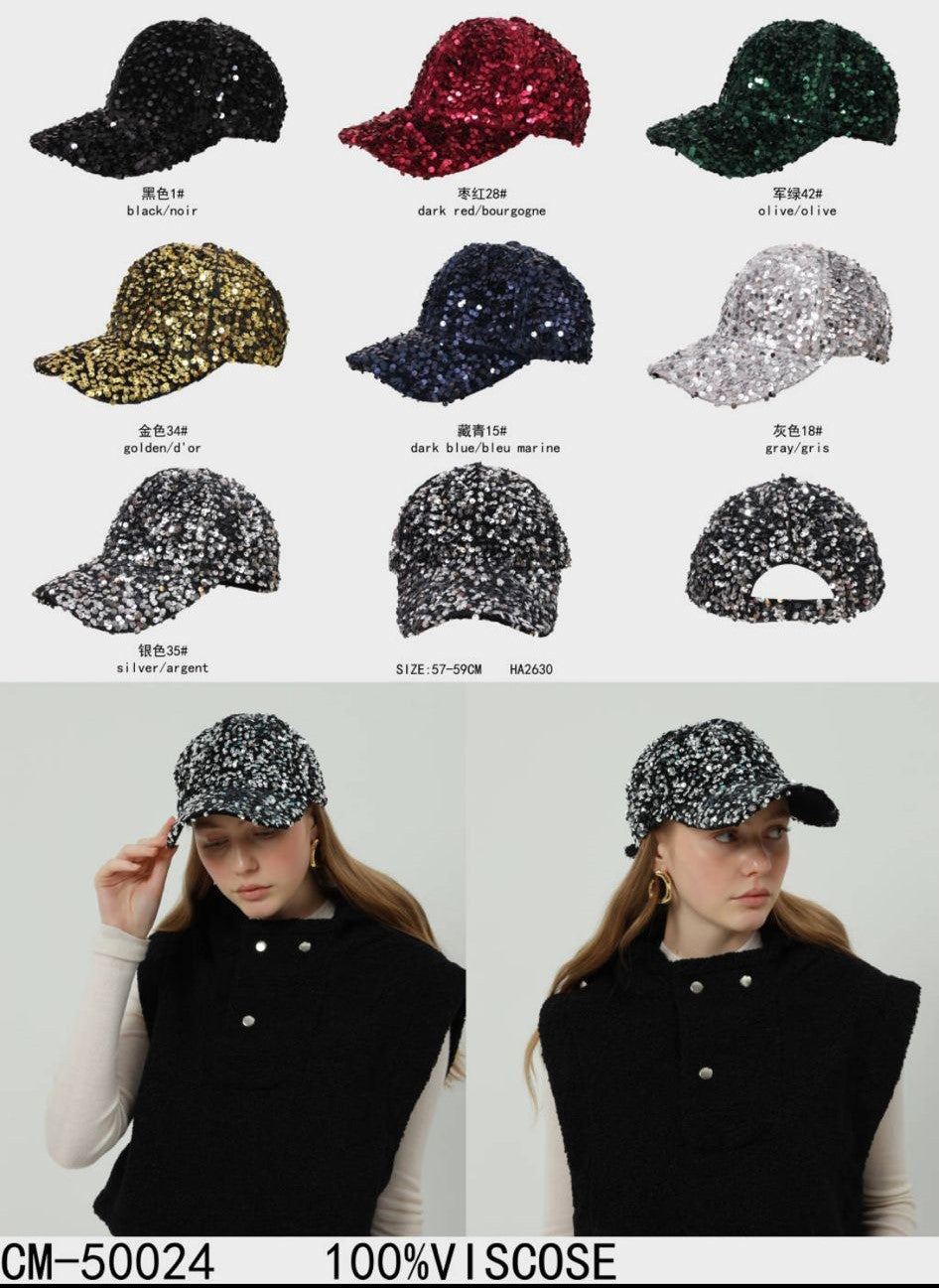 Sequined Baseball Cap Hat - jqwholesale.com