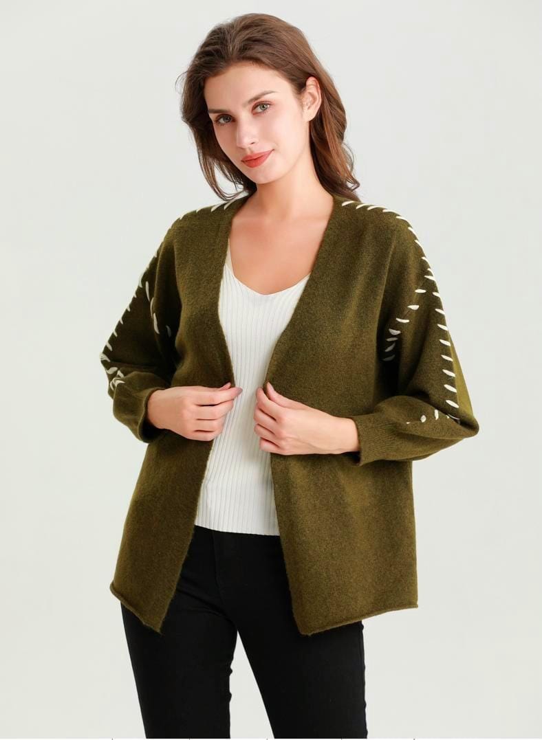 (2P. PACK) Contrast Stitch Cardigan - jqwholesale.com