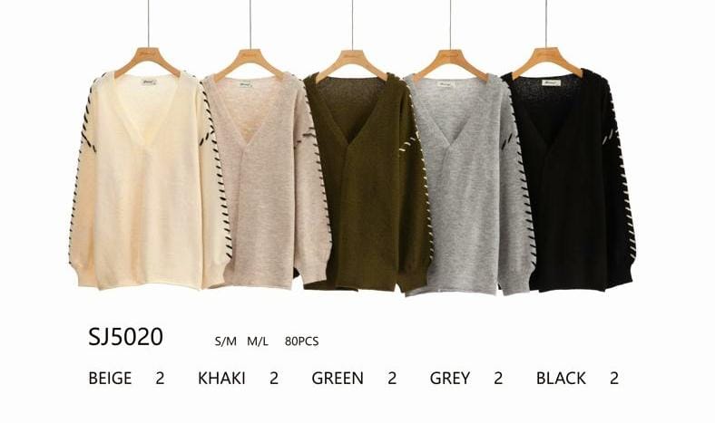 (2P. PACK) Contrast Stitch Cardigan - jqwholesale.com