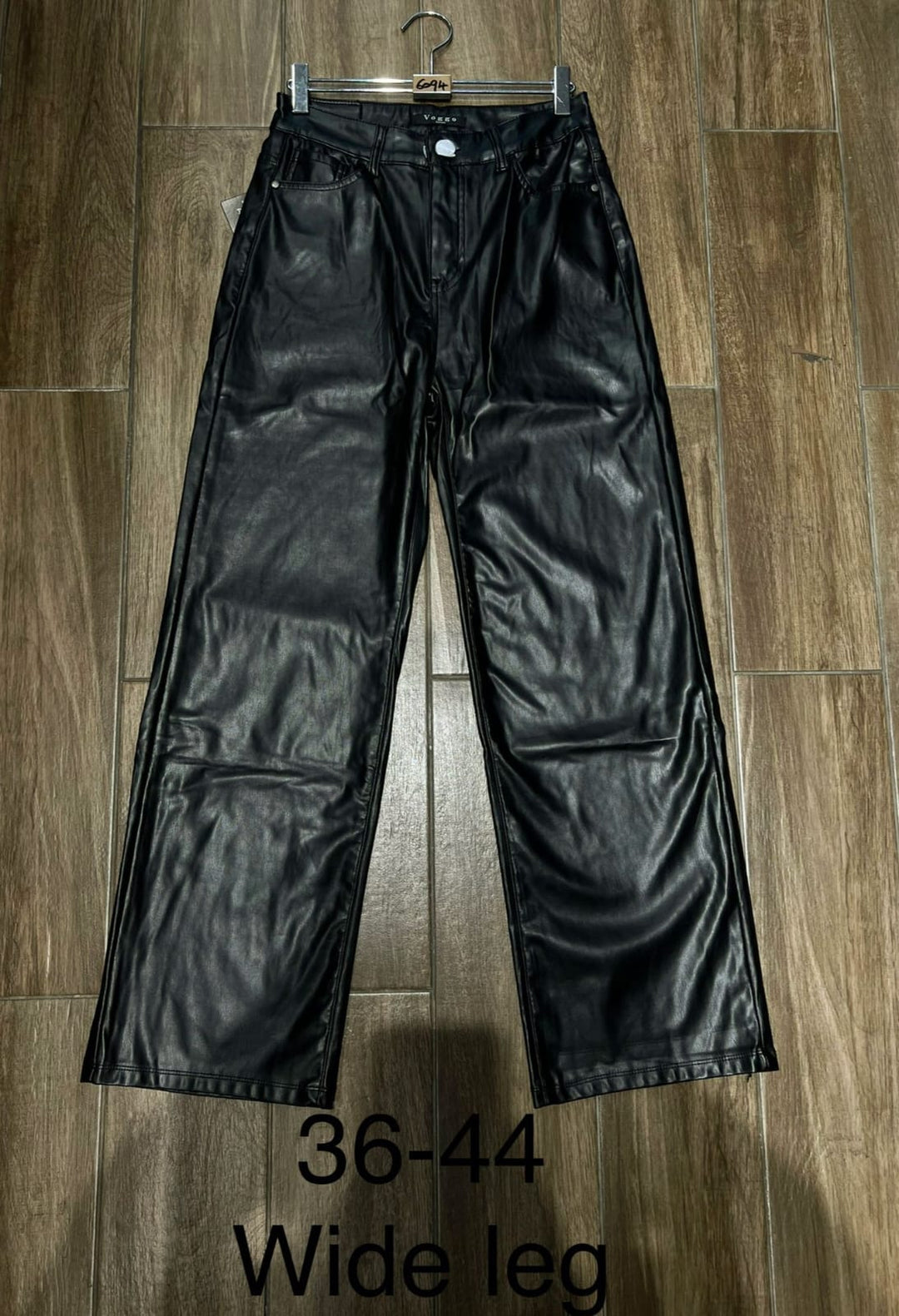 (5P.PACK) Wide Leg Soft Vegan Leather Look Wide Leg Jeans - jqwholesale.com