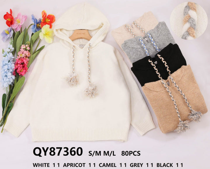 (2P.PACK) Tassel Soft Touch Hoodie Jumper - jqwholesale.com