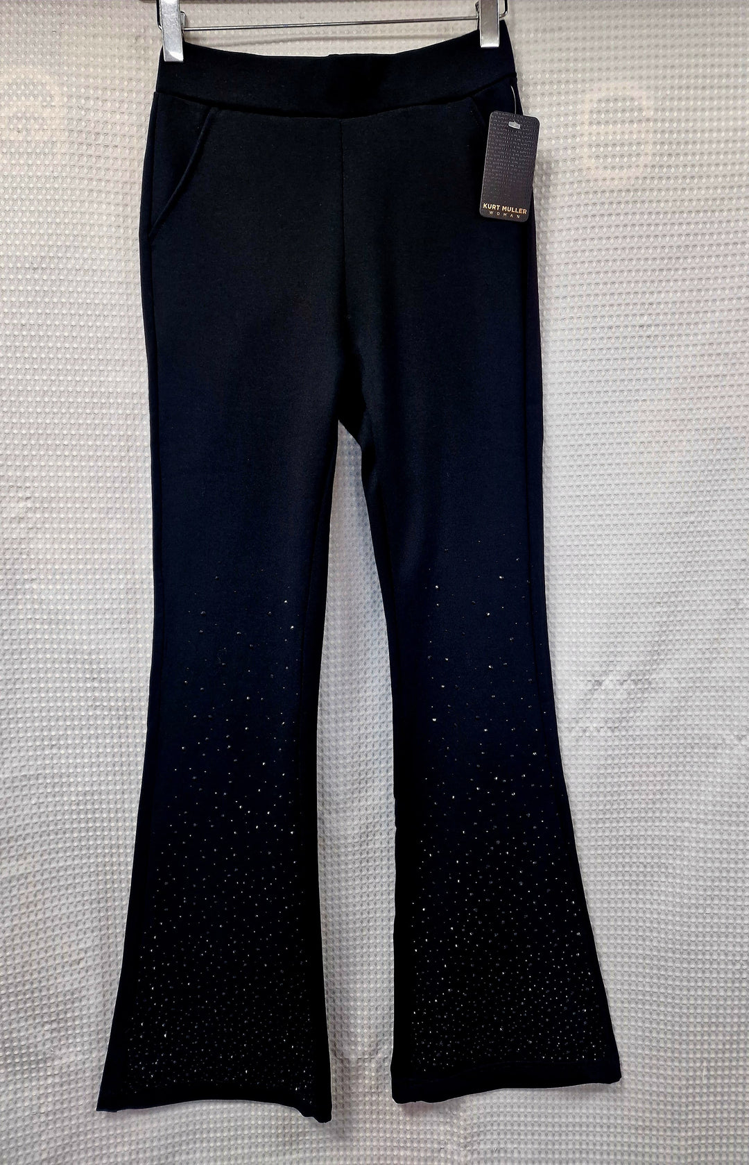 (4P.PACK) Bootcut Sparkle 2 Pocket Stretch Black Trousers - jqwholesale.com