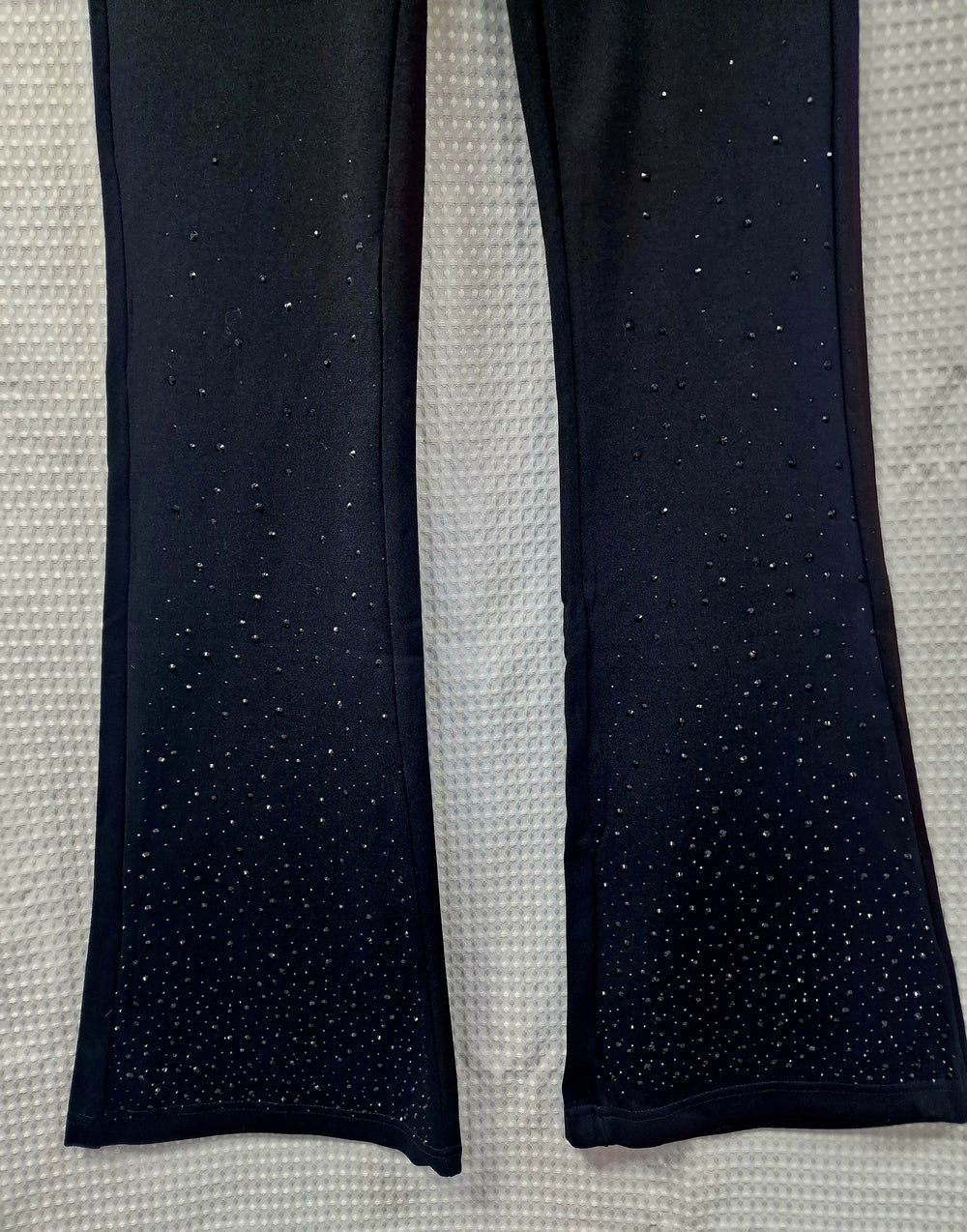 (4P.PACK) Bootcut Sparkle 2 Pocket Stretch Black Trousers - jqwholesale.com