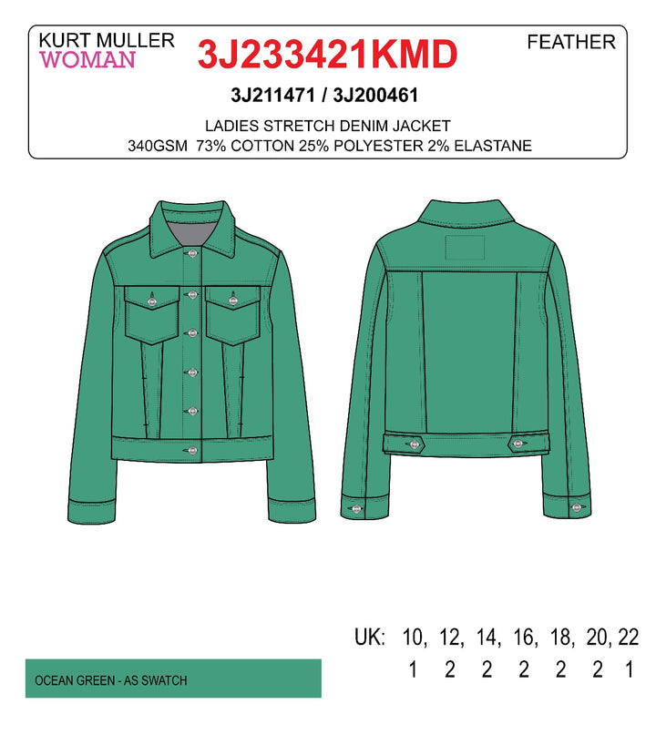 Jade Green Denim Cotton Stretch Jacket (7P.PACK) - jqwholesale.com