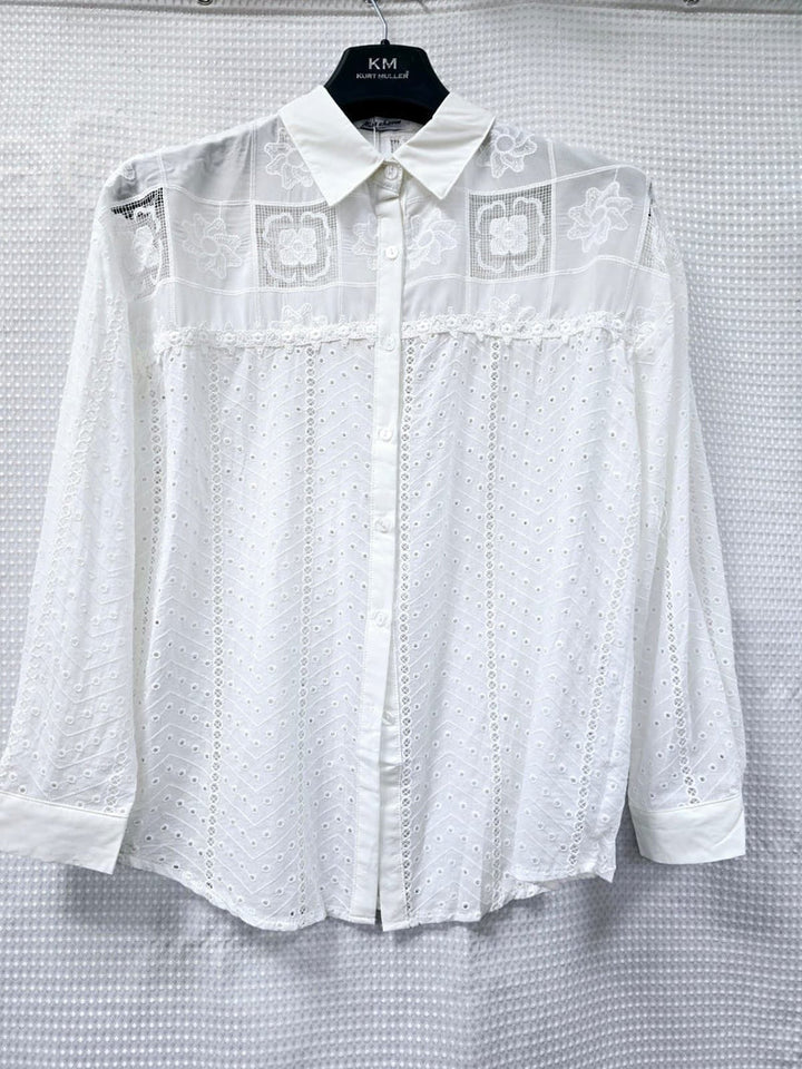 Embroidery Anglais Cotton Shirt - jqwholesale.com
