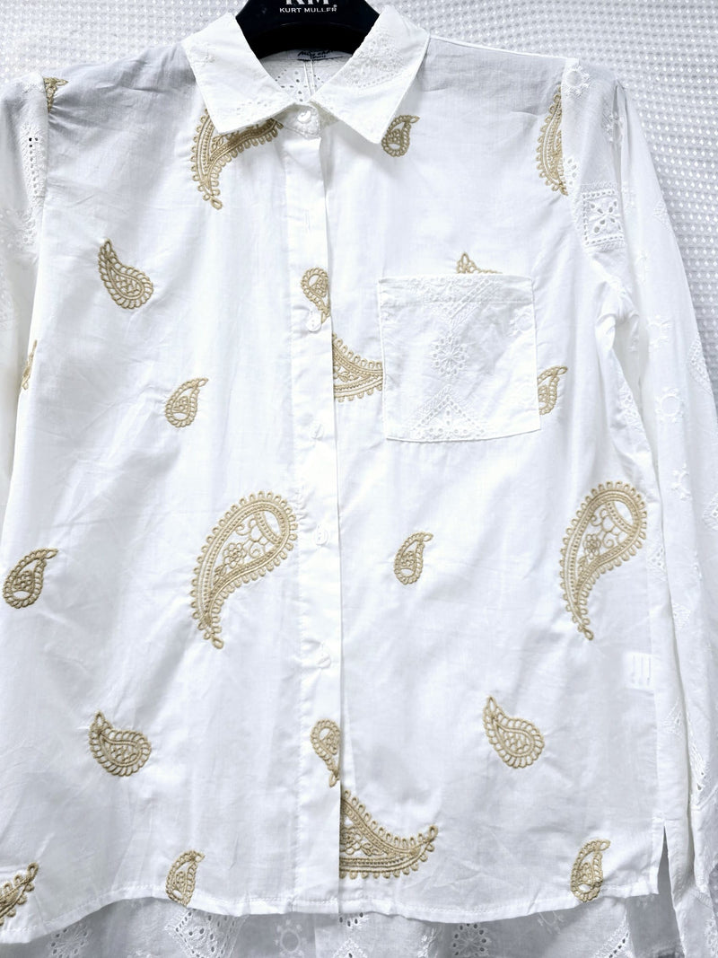 Paisley Embroidered Anglais Cotton Shirt - jqwholesale.com