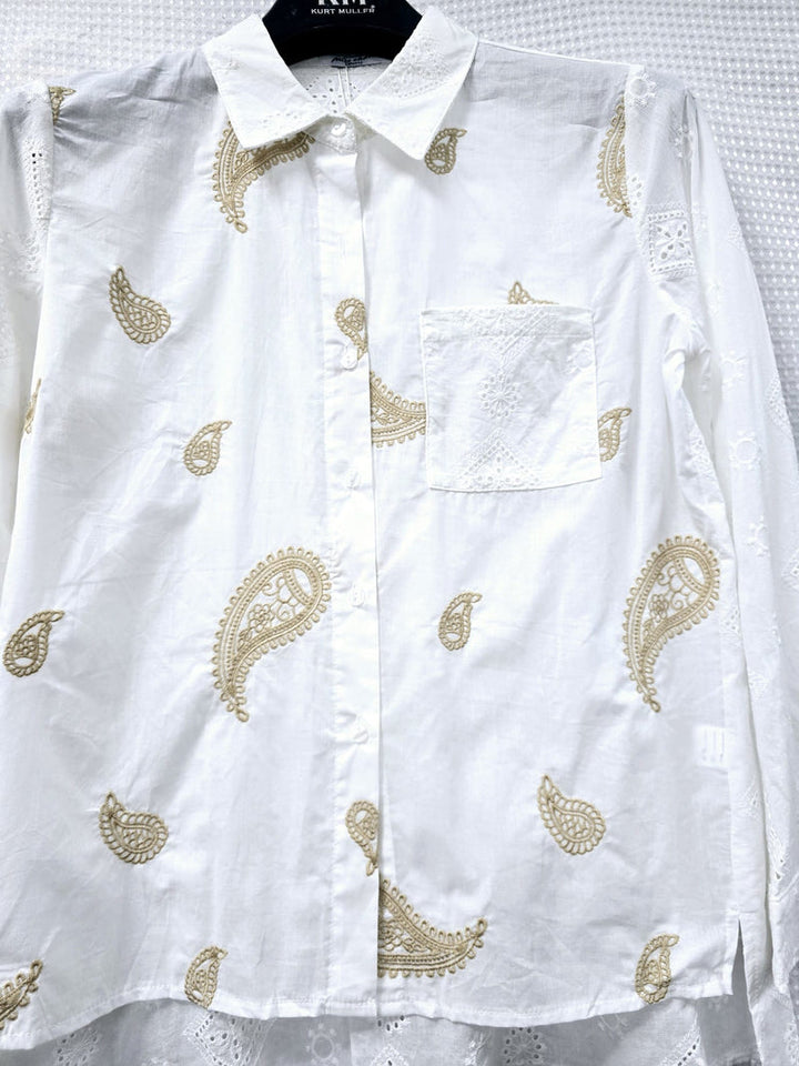 Paisley Embroidered Anglais Cotton Shirt - jqwholesale.com
