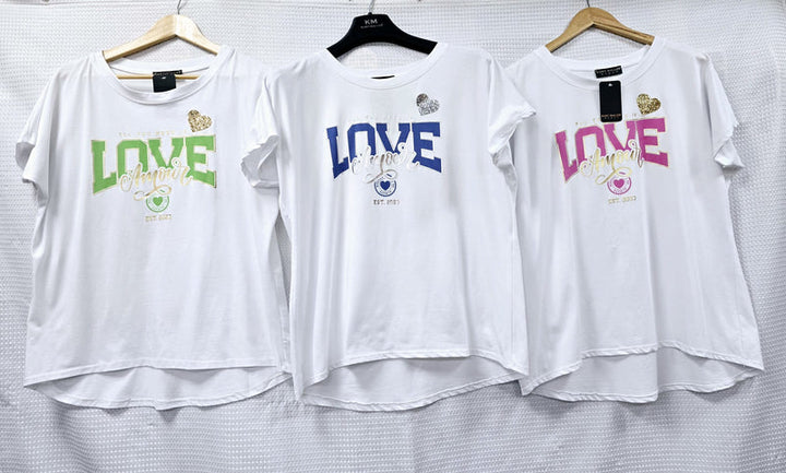Love Slogan Cotton T-Shirt Top - jqwholesale.com