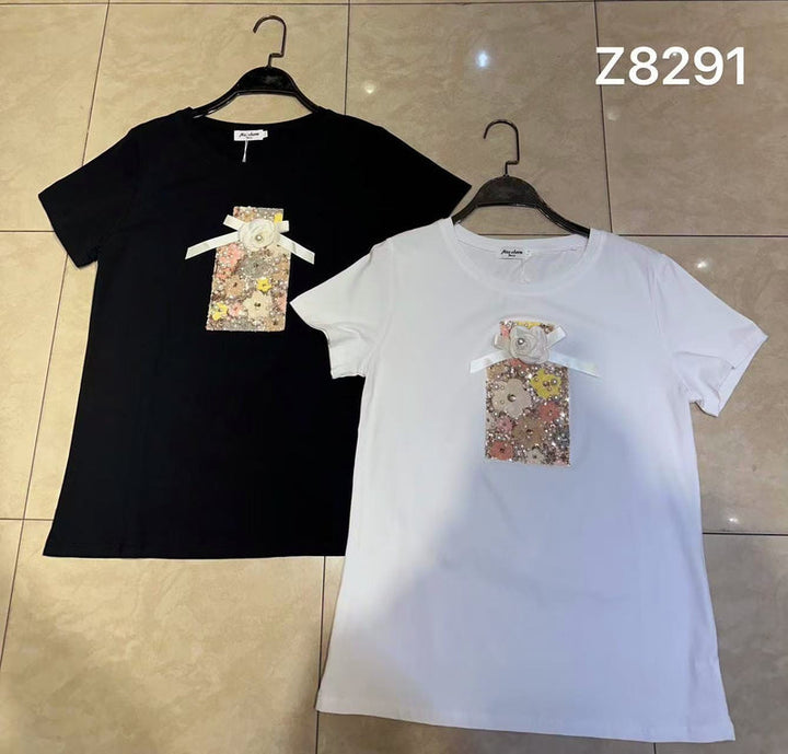 (2P.PACK) Pearl EDT Emb Cotton Top - jqwholesale.com