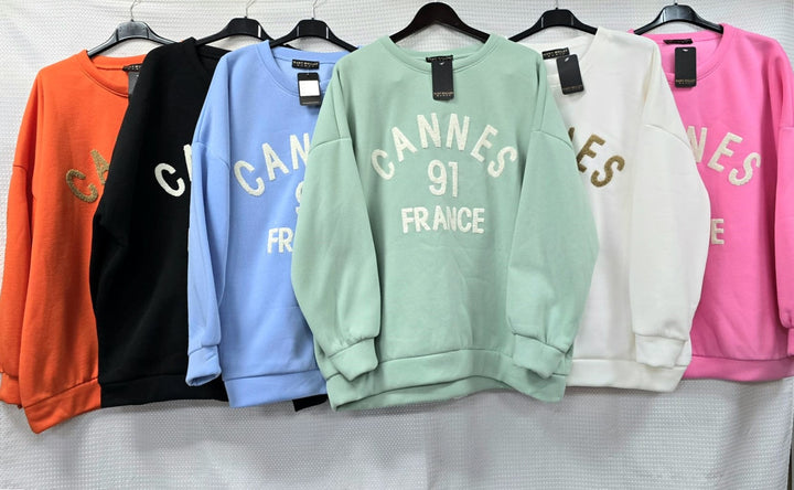 Cannes Oversized Cotton Sweatshirt Top - jqwholesale.com