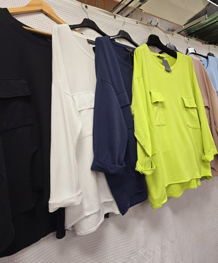 (2P.PACK) Cotton 2 Pocket Sweat Tunic - jqwholesale.com