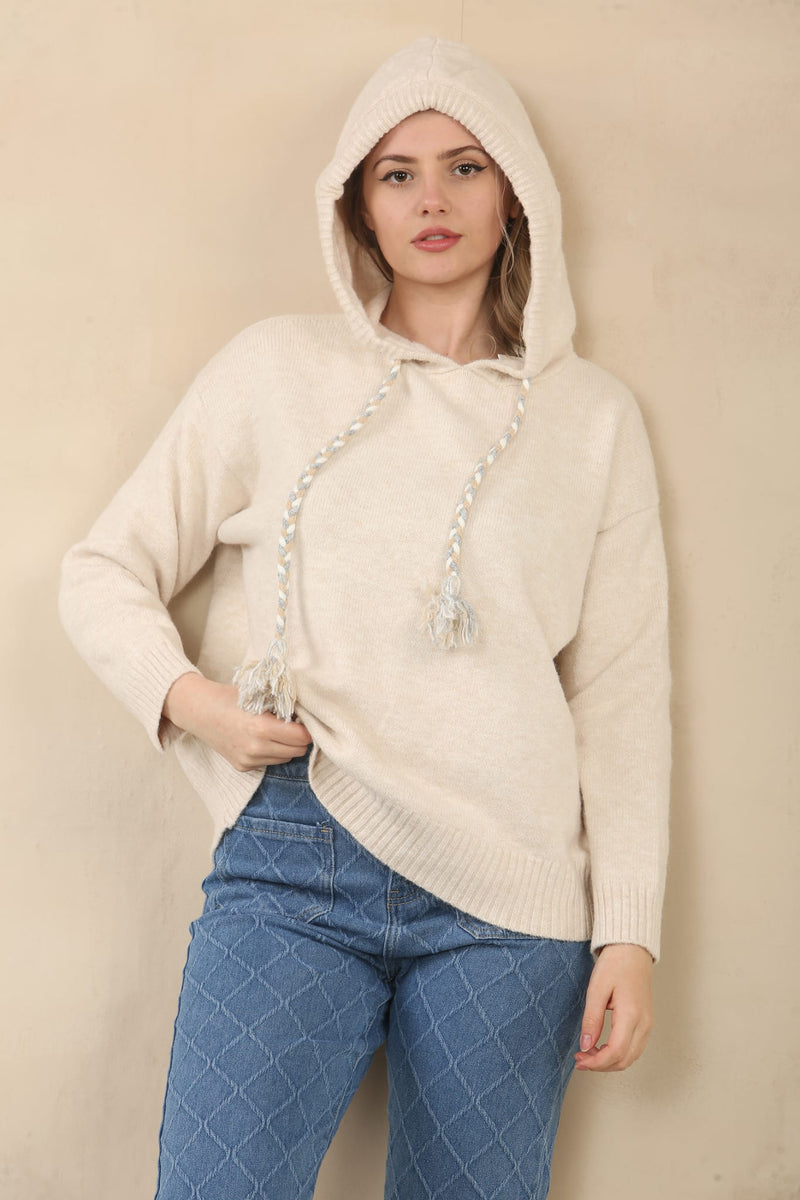 (2P.PACK) Tassel Soft Touch Hoodie Jumper - jqwholesale.com
