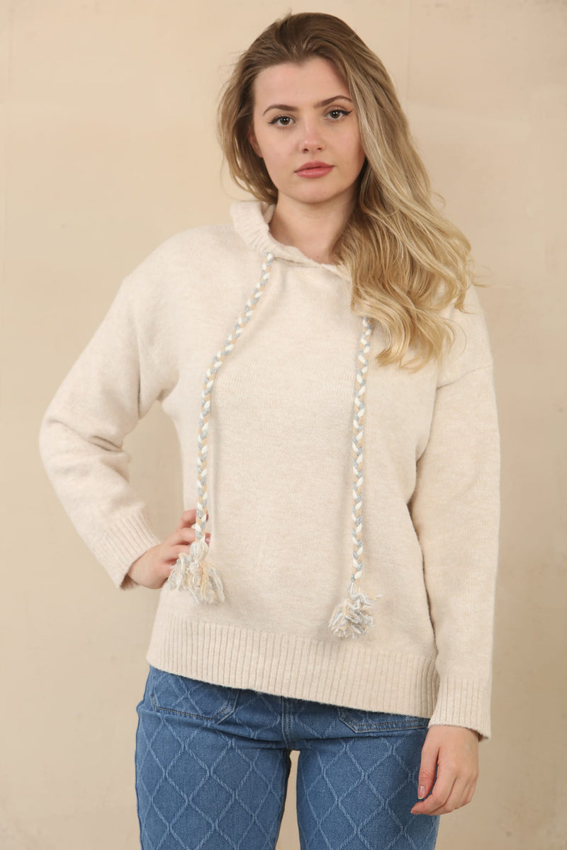 (2P.PACK) Tassel Soft Touch Hoodie Jumper - jqwholesale.com
