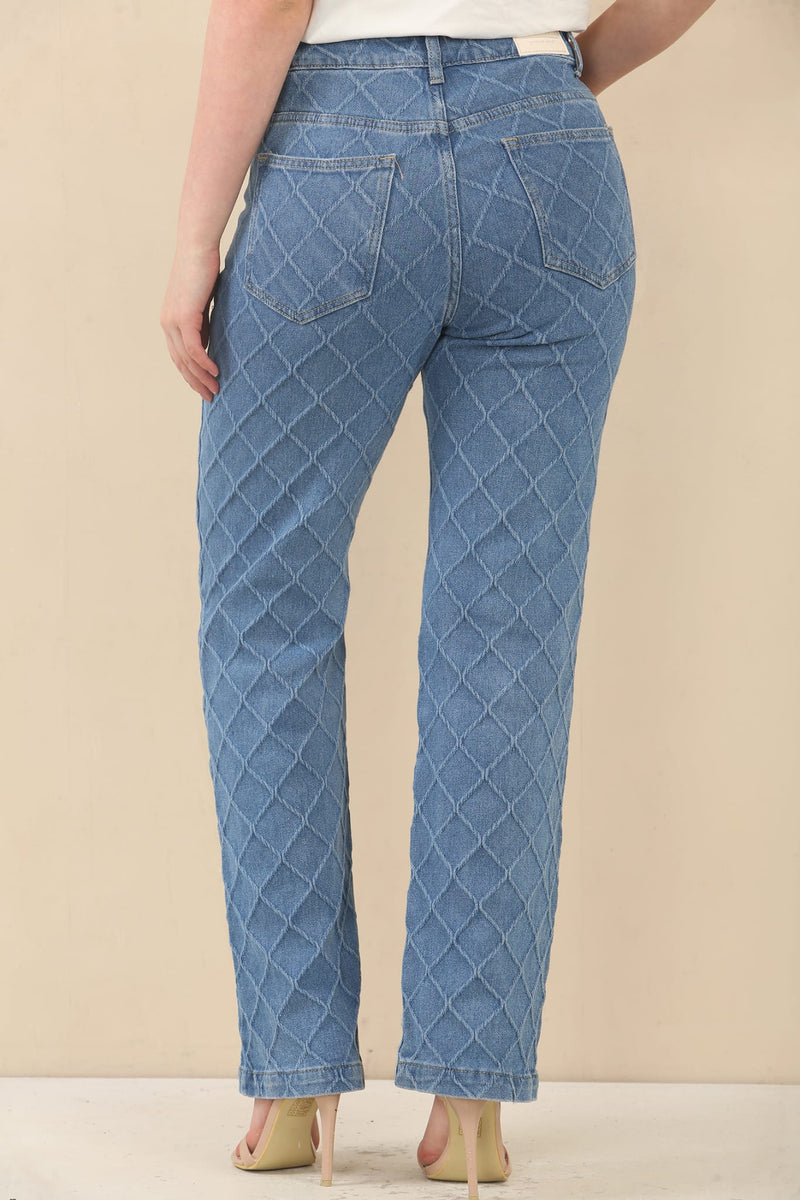 (5P.PACK) Textured Wide Leg Voggo Jeans - jqwholesale.com