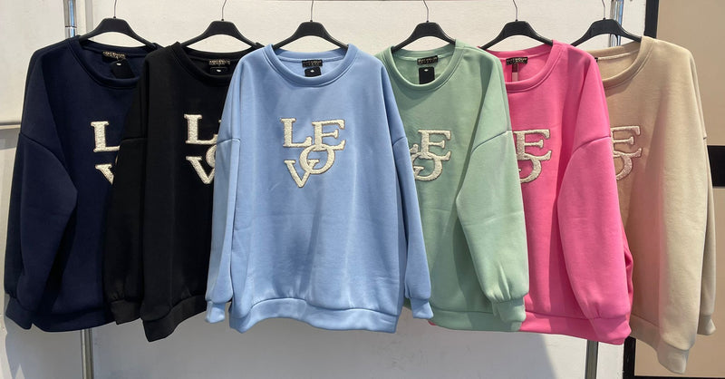 LOVE Oversized Cotton Sweatshirt Top - jqwholesale.com