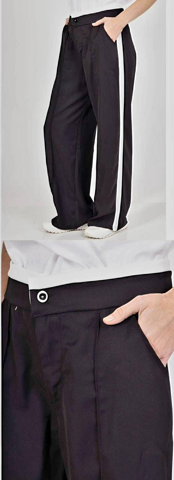 (3P.PACK) Black High Rise Side Panel Wide Leg Trousers - jqwholesale.com