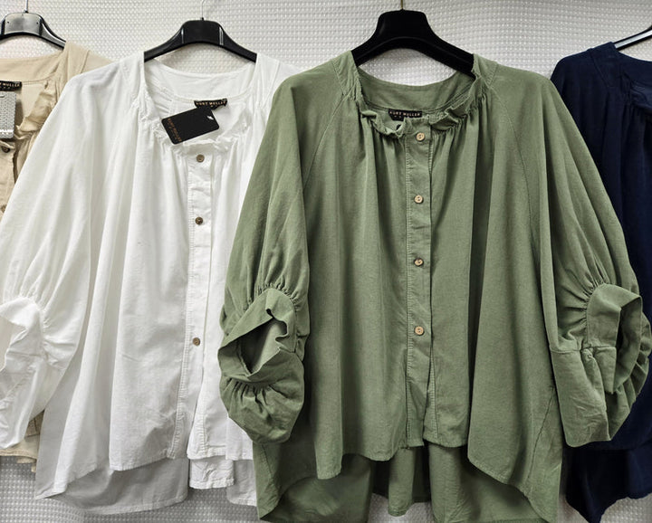 Cotton Ribbed Button Blouse - jqwholesale.com
