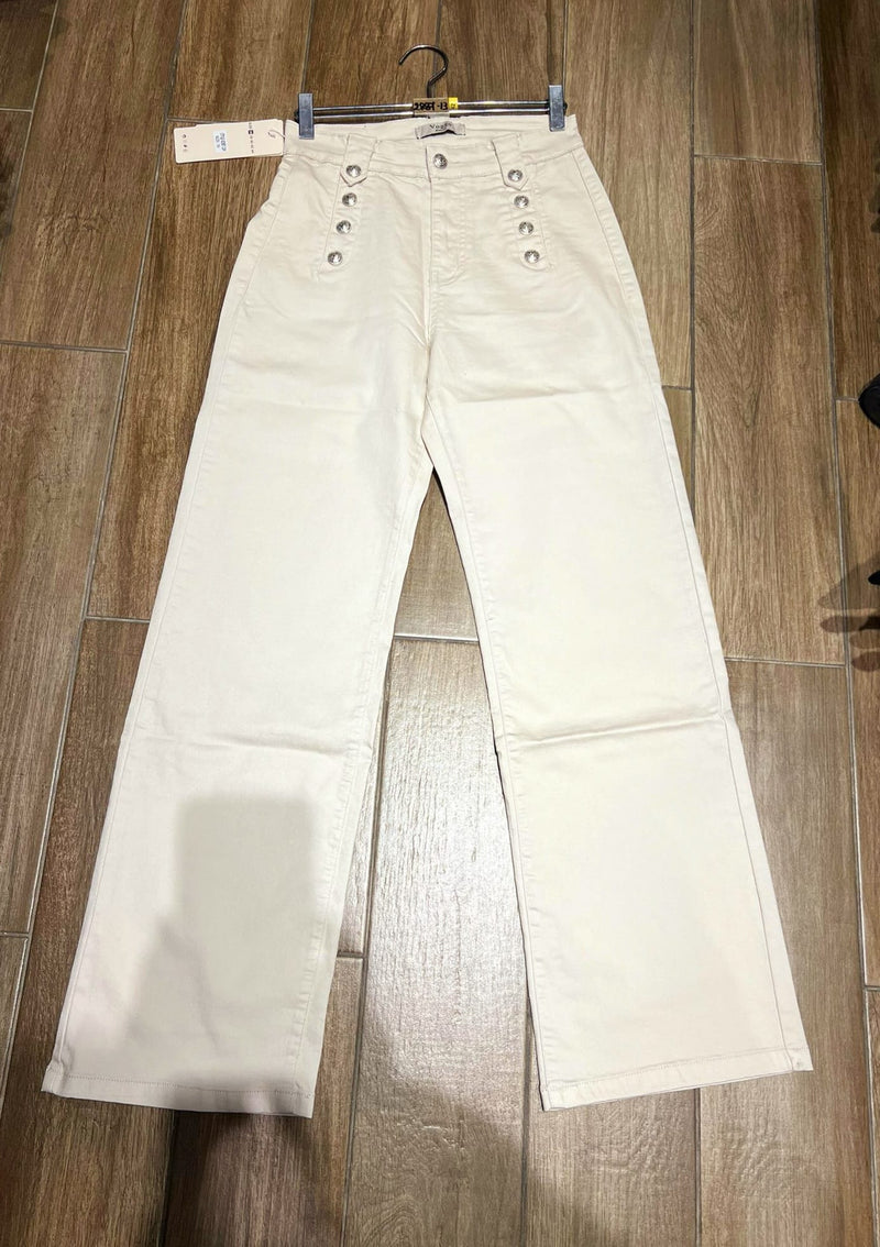 (5p.pack) Wide Leg STONE Silver Button Fly Front Voggo Jeans - jqwholesale.com