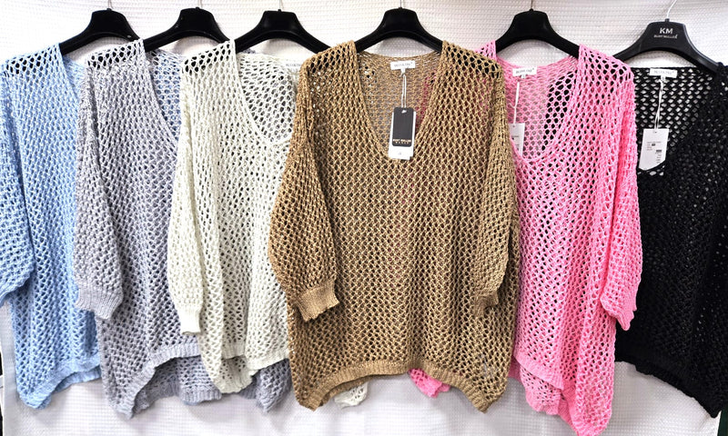 V Neck Crochet Knit - jqwholesale.com