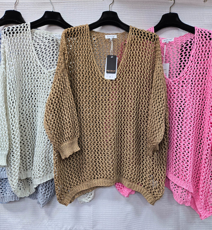 V Neck Crochet Knit - jqwholesale.com