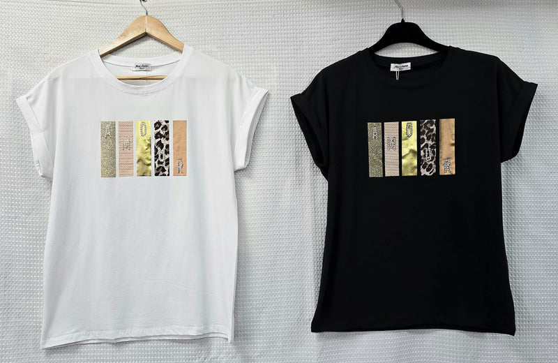 Amour Pearl Embellished Leopard T-shirt - jqwholesale.com