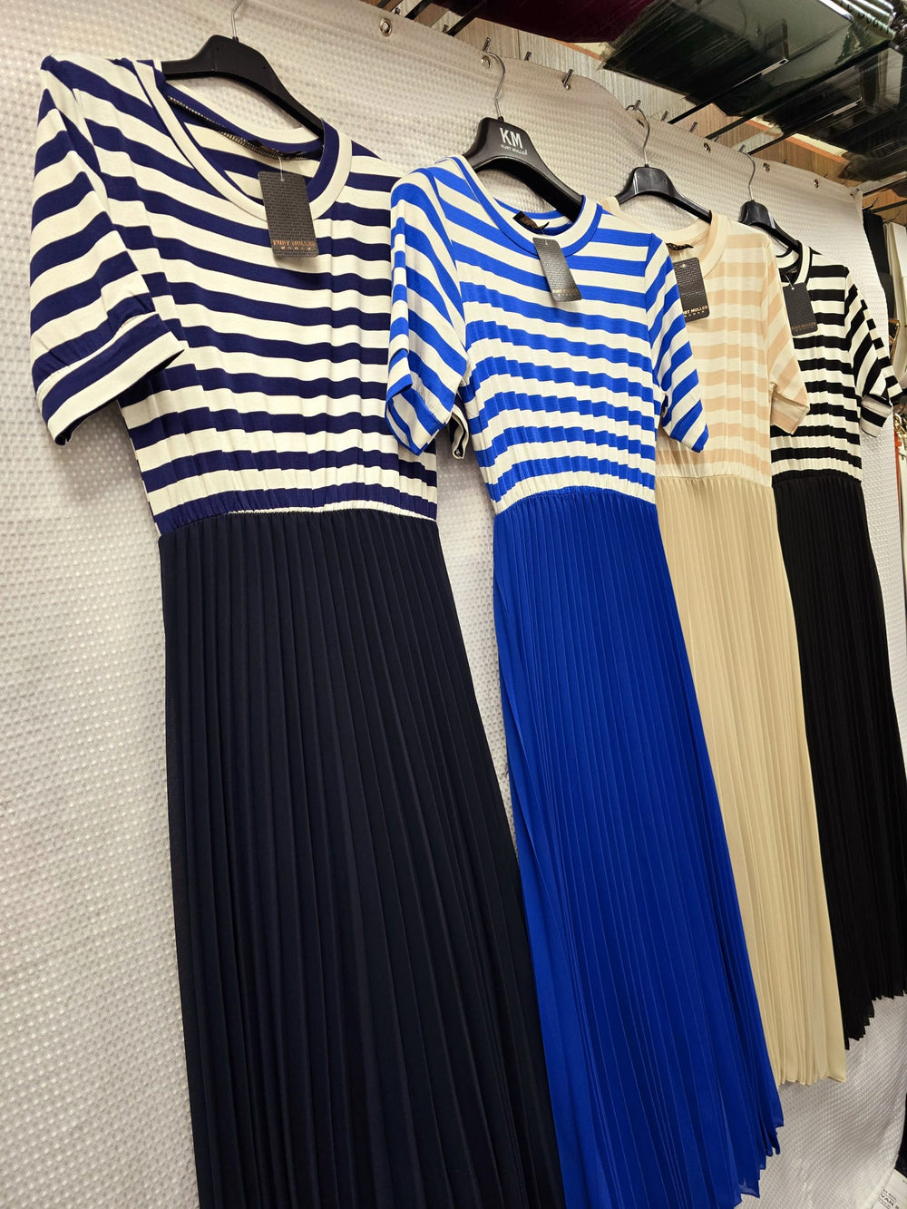Cruise Stripe Plisse Pleated Maxi Dress (2P.PACK - S/M, L/XL) - jqwholesale.com