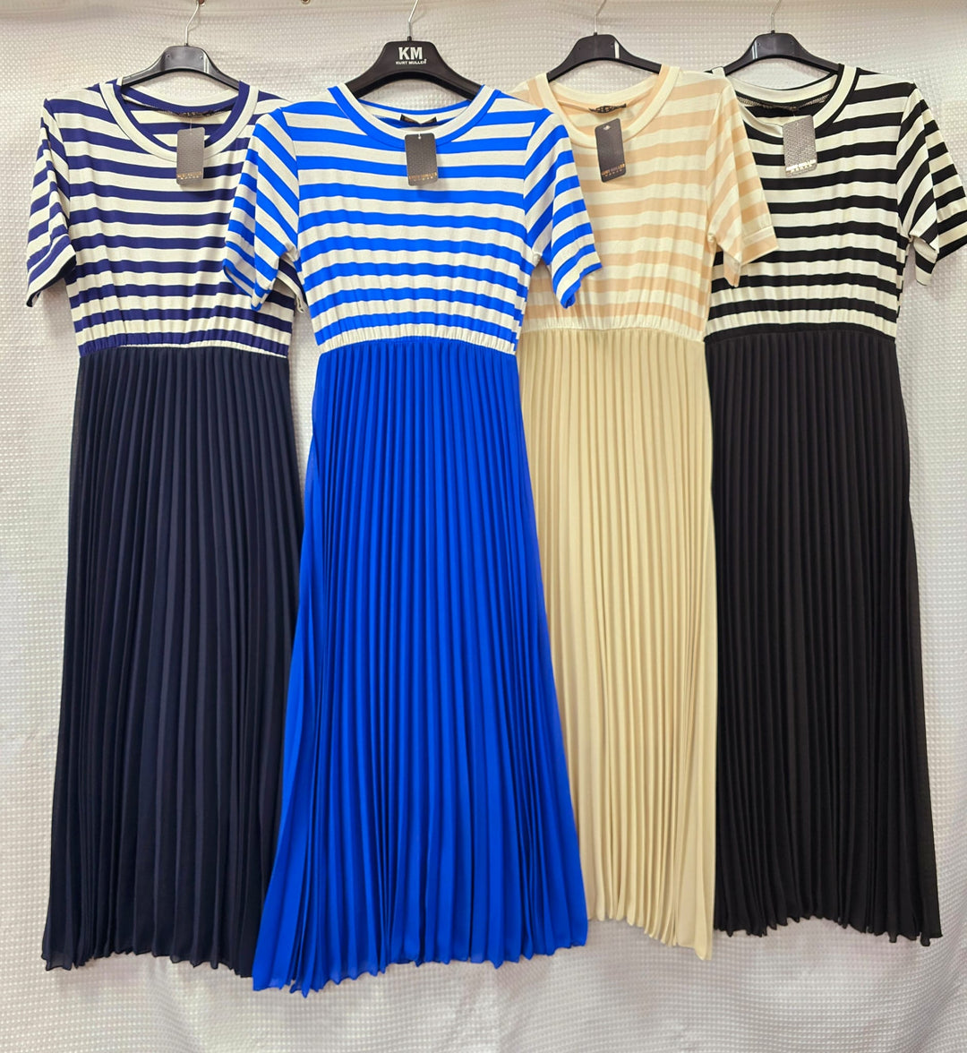 Cruise Stripe Plisse Pleated Maxi Dress (2P.PACK - S/M, L/XL) - jqwholesale.com