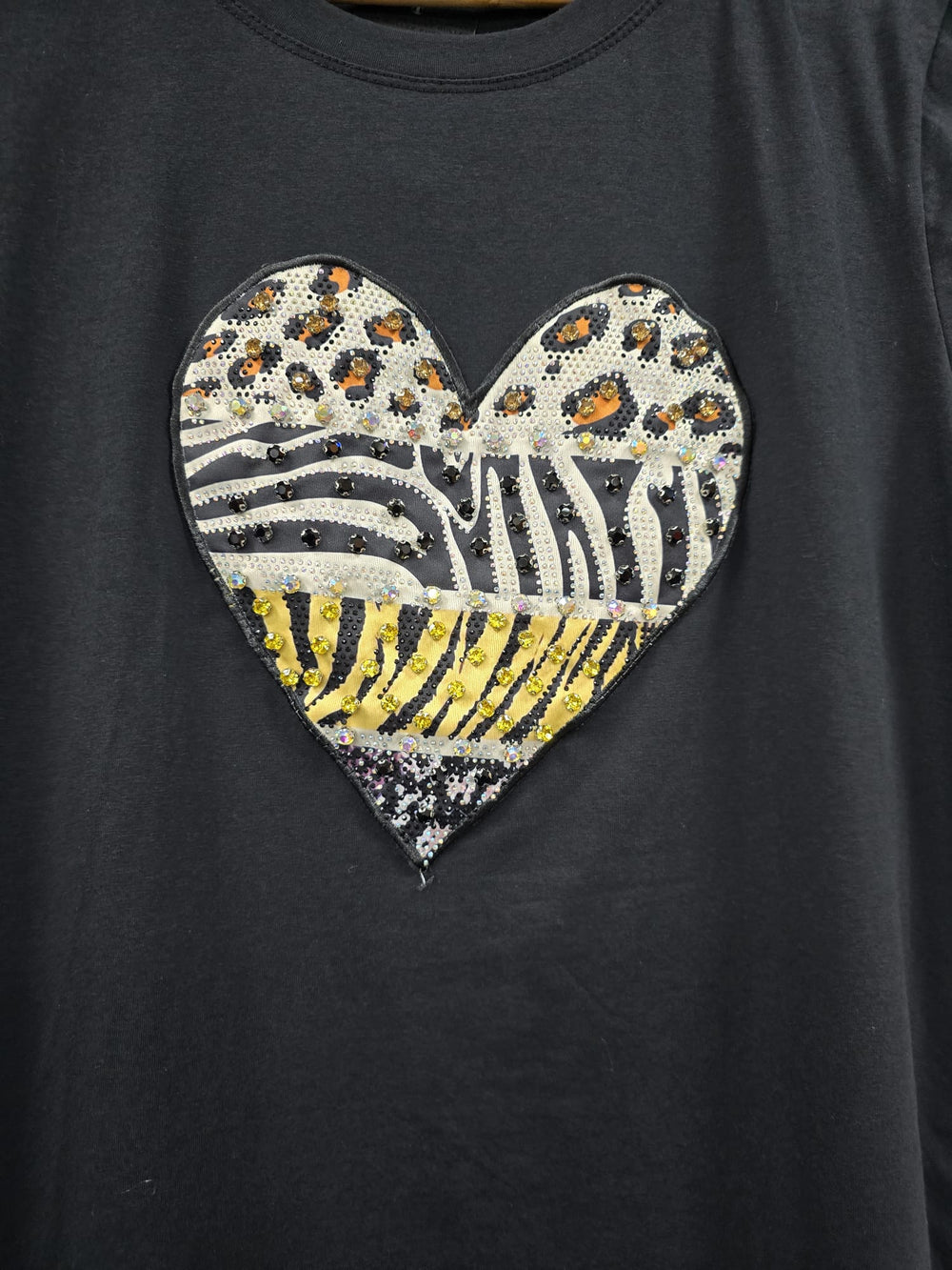 Crystal Heart Embellished Animal Cotton T-shirt (2P.PACK - S/M, L/XL) - jqwholesale.com