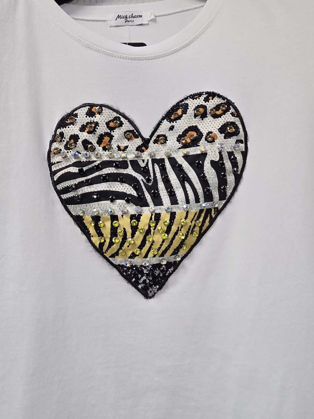 Crystal Heart Embellished Animal Cotton T-shirt (2P.PACK - S/M, L/XL) - jqwholesale.com