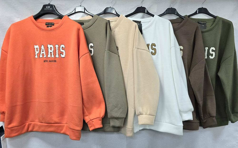 Paris Cotton Sweatshirt Top – One Size (UK 10-20) - jqwholesale.com