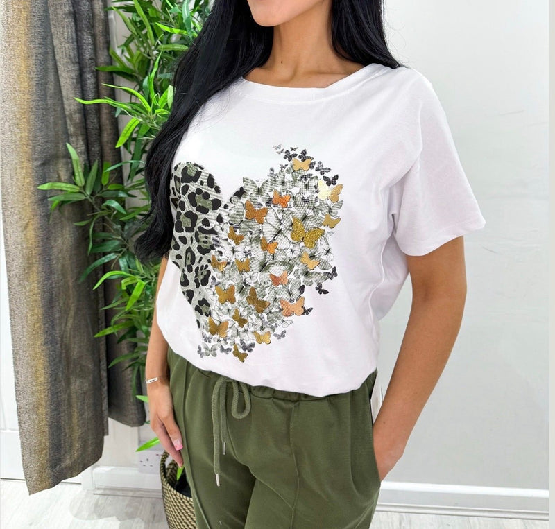 Leopard Butterfly Cotton T-Shirt Top - jqwholesale.com