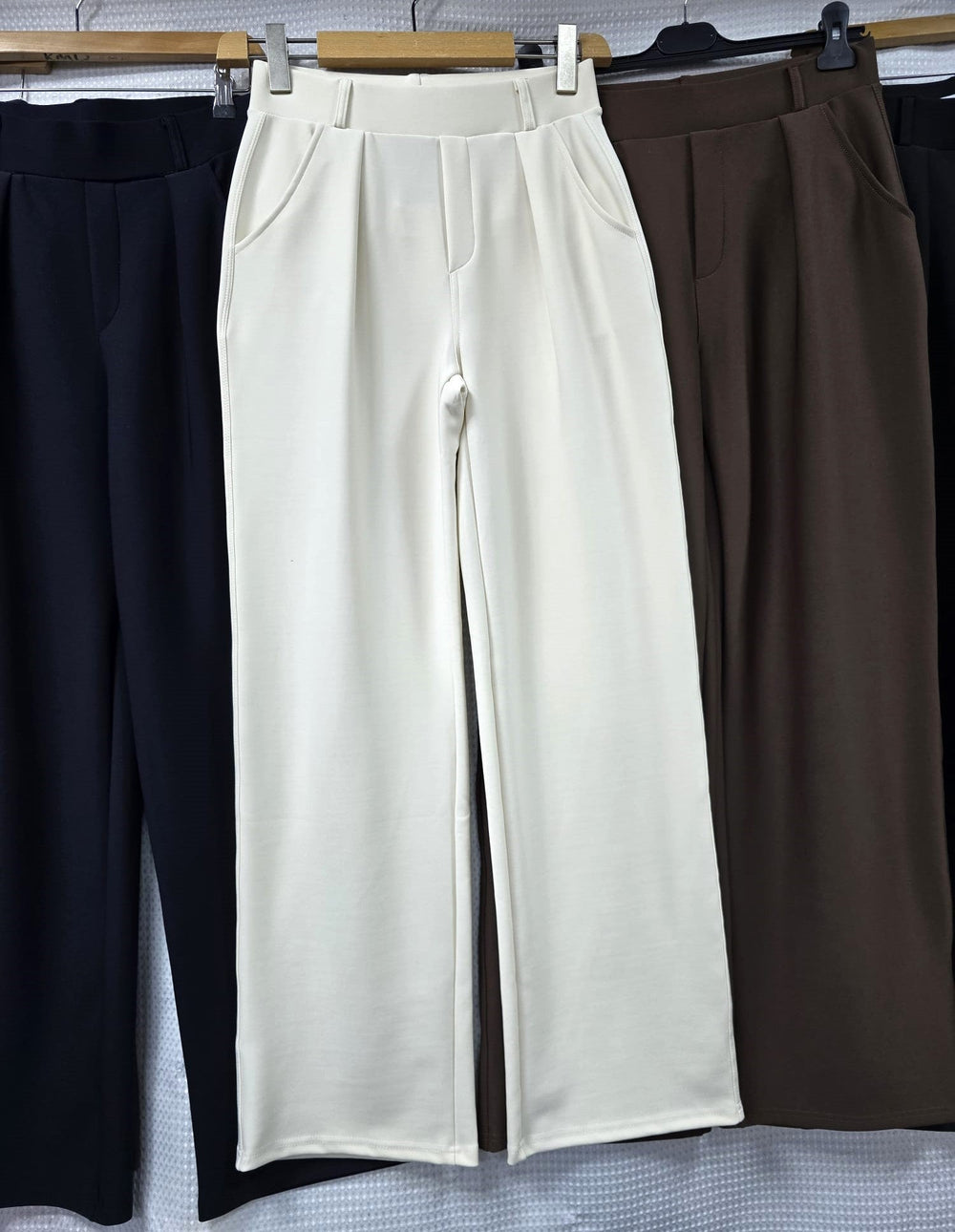 Wide Leg Bi Stretch Elasticated Stretch Trousers (12p.pack) - jqwholesale.com
