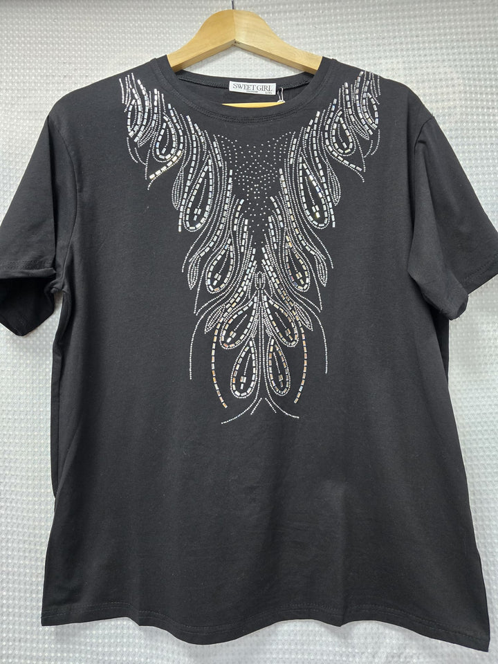 Sequin Stud Front Cotton T-Shirt (2P.PACK-SM/LXL) - jqwholesale.com