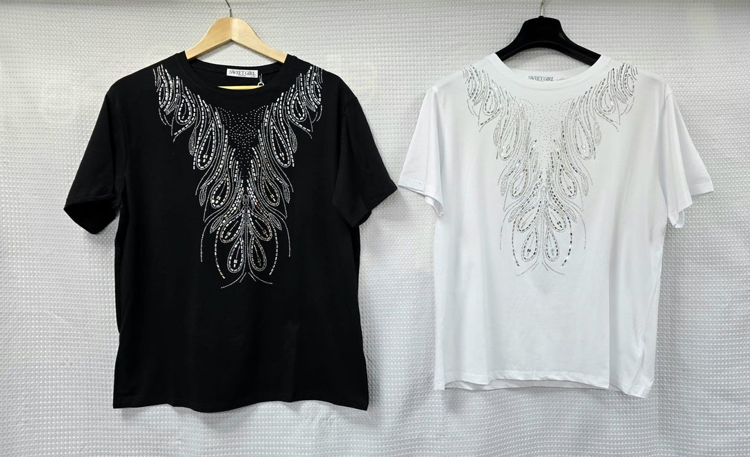 Sequin Stud Front Cotton T-Shirt (2P.PACK-SM/LXL) - jqwholesale.com