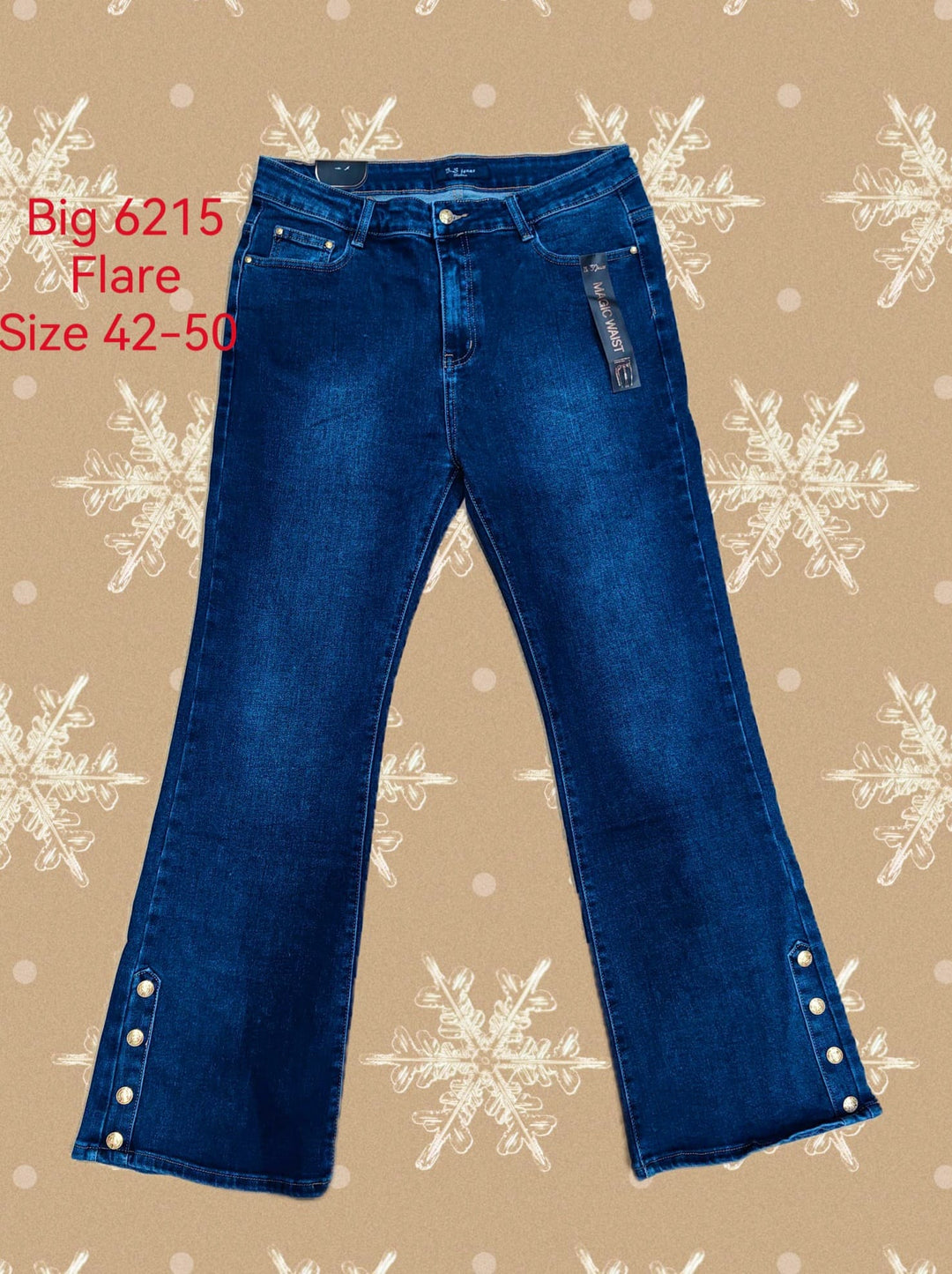 Plus Size Gold Button Bootcut Flare Jeans (5P. PACK) - jqwholesale.com