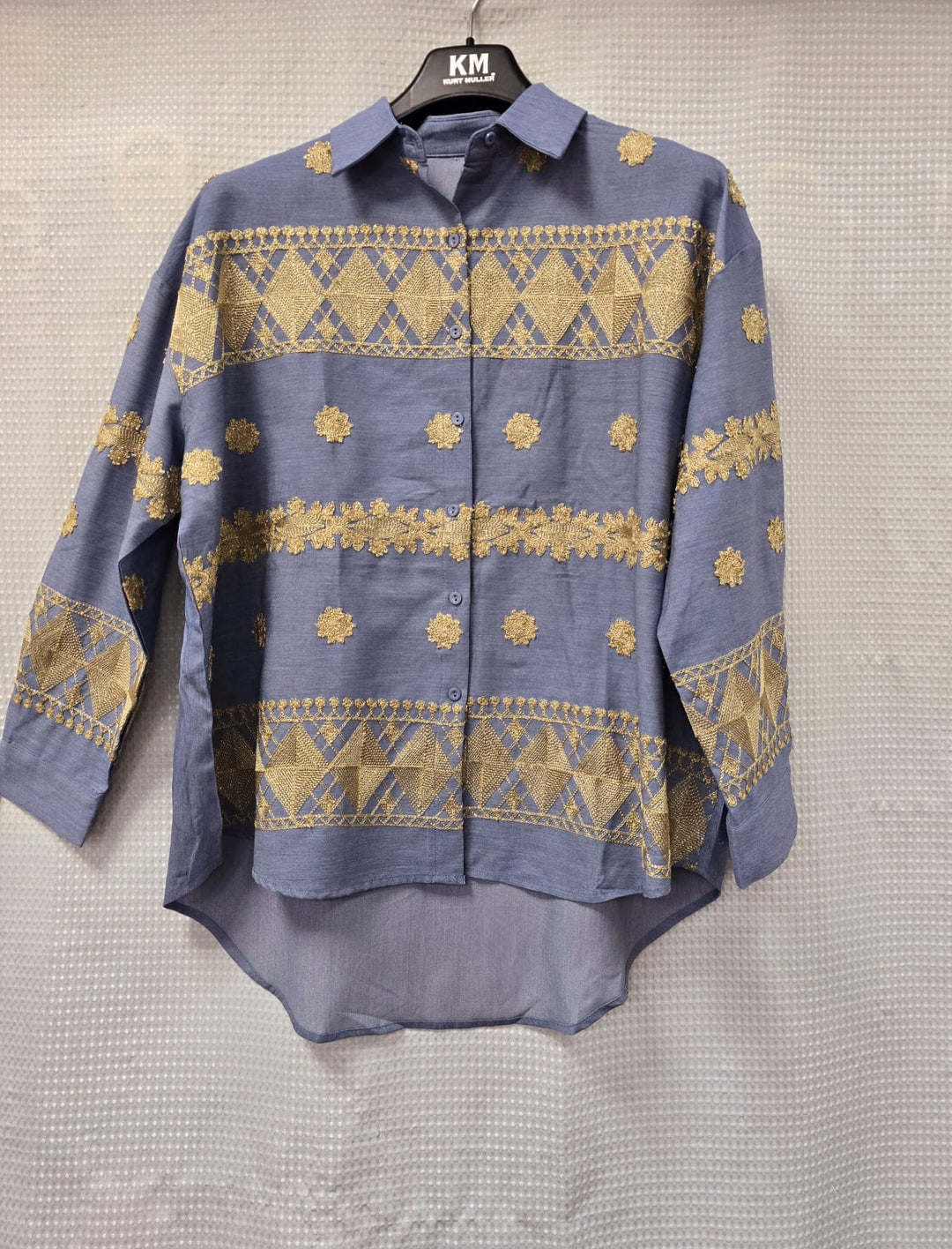 Oro Gold Embroidery Soft Chambray Cotton Shirt (2P.PACK) - jqwholesale.com