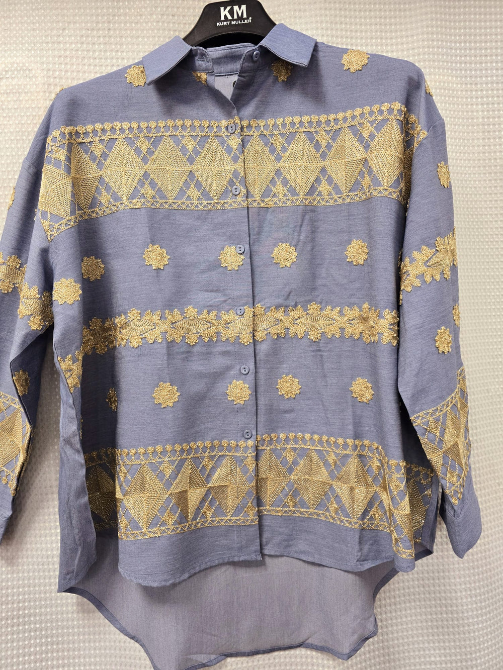 Oro Gold Embroidery Soft Chambray Cotton Shirt (2P.PACK) - jqwholesale.com