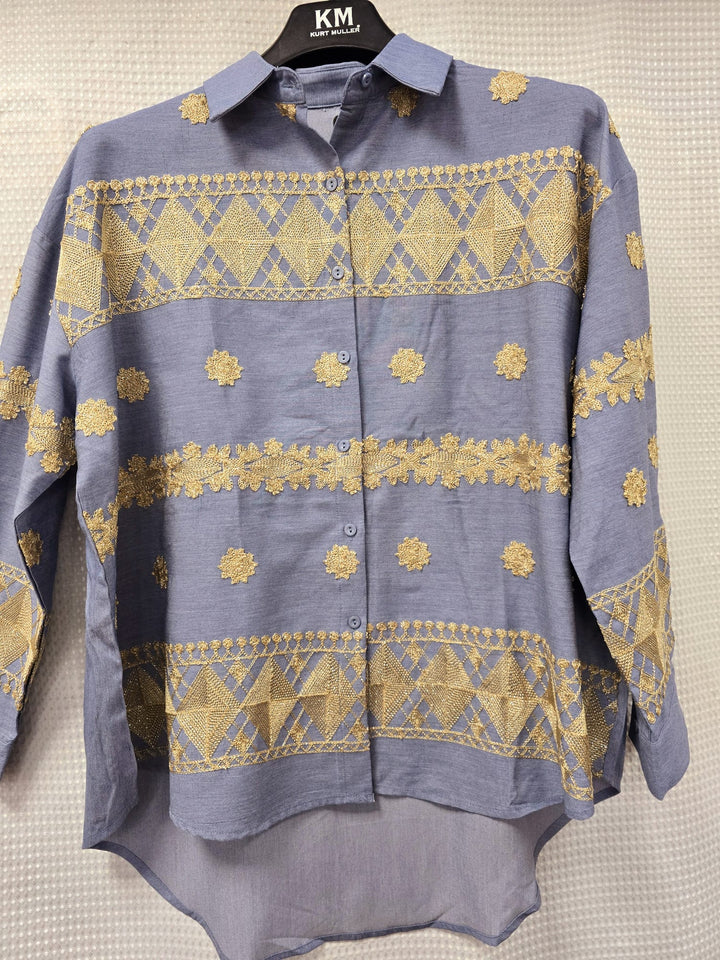 Oro Gold Embroidery Soft Chambray Cotton Shirt (2P.PACK) - jqwholesale.com
